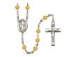  St. Genevieve Centre w/Fire Polished Bead Rosary in 12 Colors 