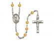  St. Pio of Pietrelcina Centre w/Fire Polished Bead Rosary in 12 Colors 