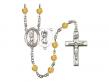  St. Christopher/Lacrosse Centre w/Fire Polished Bead Rosary in 12 Colors 