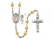  St. Christopher/Wrestling Centre w/Fire Polished Bead Rosary in 12 Colors 