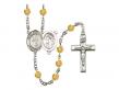  St. Sebastian/Martial Arts Centre w/Fire Polished Bead Rosary in 12 Colors 