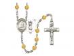  St. Christopher/Skiing Centre w/Fire Polished Bead Rosary in 12 Colors 