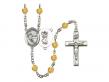  St. Christopher/Hockey Centre w/Fire Polished Bead Rosary in 12 Colors 