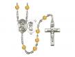  St. Christopher/Swimming Centre w/Fire Polished Bead Rosary in 12 Colors 