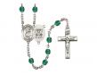  St. Christopher/Navy Centre w/Fire Polished Bead Rosary in 12 Colors 