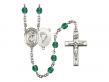  St. Christopher/Paratrooper Centre w/Fire Polished Bead Rosary in 12 Colors 