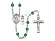  St. Christopher/Track & Field-Men Centre w/Fire Polished Bead Rosary in 12 Colors 