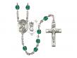  St. Christopher/Swimming Centre w/Fire Polished Bead Rosary in 12 Colors 