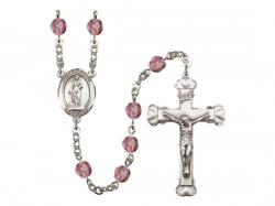  St. Barbara Centre w/Fire Polished Bead Rosary in 12 Colors 