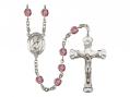  St. Christopher Centre w/Fire Polished Bead Rosary in 12 Colors 