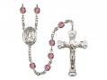  St. Elizabeth of Hungary Centre w/Fire Polished Bead Rosary in 12 Colors 