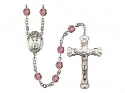 St. Francis of Assisi Centre w/Fire Polished Bead Rosary in 12 Colors 