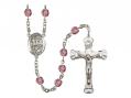  St. George Centre w/Fire Polished Bead Rosary in 12 Colors 