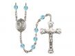  St. Lazarus Centre w/Fire Polished Bead Rosary in 12 Colors 