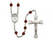  St. Damien of Molokai Centre w/Fire Polished Bead Rosary in 12 Colors 