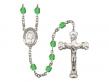  St. John Baptist de la Salle Centre w/Fire Polished Bead Rosary in 12 Colors 