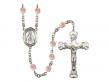  St. Blaise Centre w/Fire Polished Bead Rosary in 12 Colors 