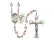  St. Camillus of Lellis/Nurse Center w/Fire Polished Bead Rosary in 12 Colors 