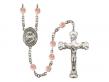  St. Catherine Laboure Centre w/Fire Polished Bead Rosary in 12 Colors 