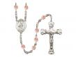  St. Joseph Freinademetz Centre w/Fire Polished Bead Rosary in 12 Colors 