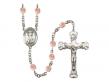  St. Francis of Assisi Centre w/Fire Polished Bead Rosary in 12 Colors 