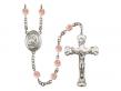  St. Gerard Majella Centre w/Fire Polished Bead Rosary in 12 Colors 
