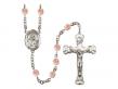  St. Isidore of Seville Centre w/Fire Polished Bead Rosary in 12 Colors 