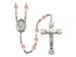  St. Philomena Centre w/Fire Polished Bead Rosary in 12 Colors 