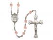  St. Sebastian Centre w/Fire Polished Bead Rosary in 12 Colors 