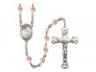  St. Stephen the Martyr Centre w/Fire Polished Bead Rosary in 12 Colors 