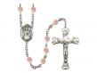  St. Casimir of Poland Centre w/Fire Polished Bead Rosary in 12 Colors 