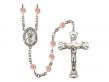  St. Marcellin Champagnat Centre w/Fire Polished Bead Rosary in 12 Colors 