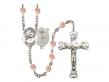  St. John Paul II Centre w/Fire Polished Bead Rosary in 12 Colors 