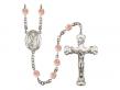  St. Roch Centre w/Fire Polished Bead Rosary in 12 Colors 
