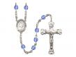  St. John Baptist de la Salle Centre w/Fire Polished Bead Rosary in 12 Colors 
