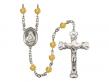  St. Frances Cabrini Centre w/Fire Polished Bead Rosary in 12 Colors 