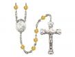  St. Charles Borromeo Centre w/Fire Polished Bead Rosary in 12 Colors 