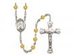  St. Dorothy Centre w/Fire Polished Bead Rosary in 12 Colors 