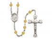  St. Francis de Sales Centre w/Fire Polished Bead Rosary in 12 Colors 