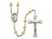  St. Theresa of Lisieux Centre w/Fire Polished Bead Rosary in 12 Colors 