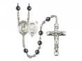  St. Christopher/National Guard Centre Rosary w/Hematite Beads 