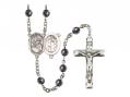  St. Sebastian/Motorcycle Centre Rosary w/Hematite Beads 