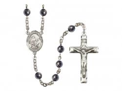  St. Bernard of Montjoux Center Rosary w/Hematite Beads 