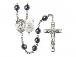  St. Christopher/Army Centre Rosary w/Hematite Beads 