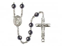  St. Clare of Assisi Centre Rosary w/Hematite Beads 