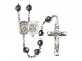  St. George/Navy Centre Rosary w/Hematite Beads 