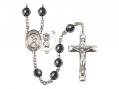  St. Christopher/Football Centre Rosary w/Hematite Beads 