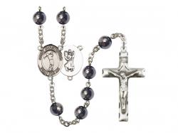  St. Christopher/Golf Centre Rosary w/Hematite Beads 
