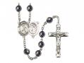 St. Sebastian/Football Centre Rosary w/Hematite Beads 