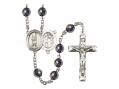  St. Sebastian/Lacrosse Centre Rosary w/Hematite Beads 